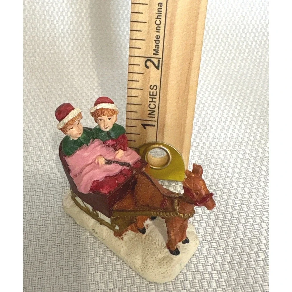 Christmas Village Miniature Sleigh Figurine Resin Christmas Village Decor